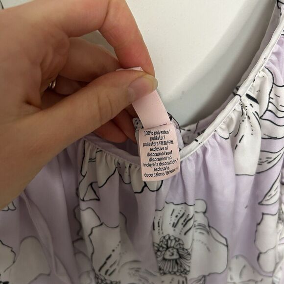 Victoria's Secret Womens Small One Piece Jumpsuit Purple Floral Satin Tie Straps - Picture 3 of 10